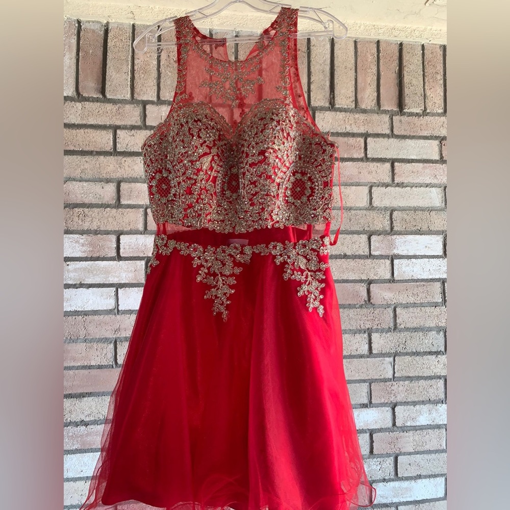 Shot red dress